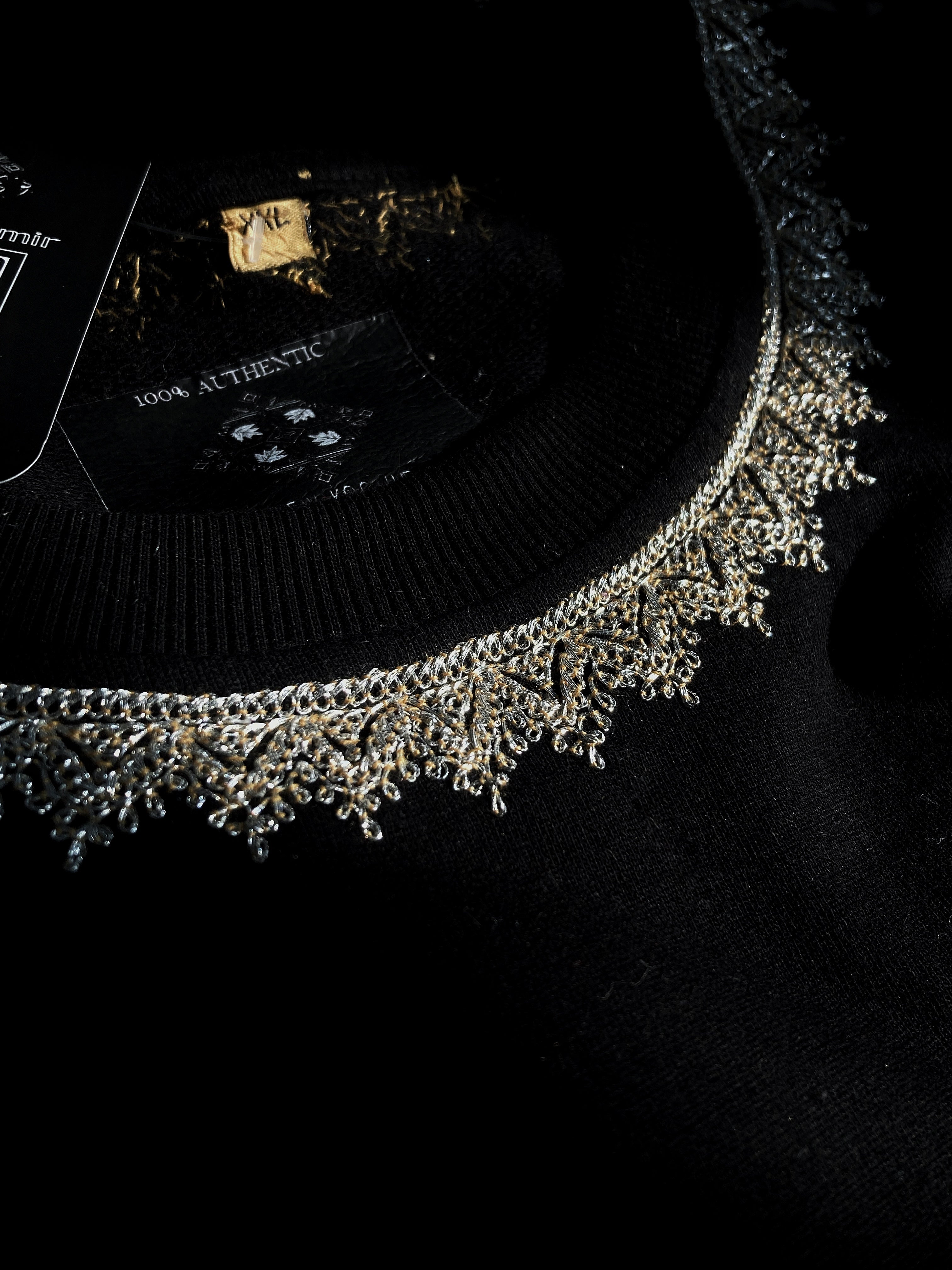 Hand Tilla Exclusive Kashmiri Neck and Sleeve work Black T-shirt