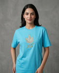 Chinar Leaf Motif Embroidered Sky Blue T-shirt