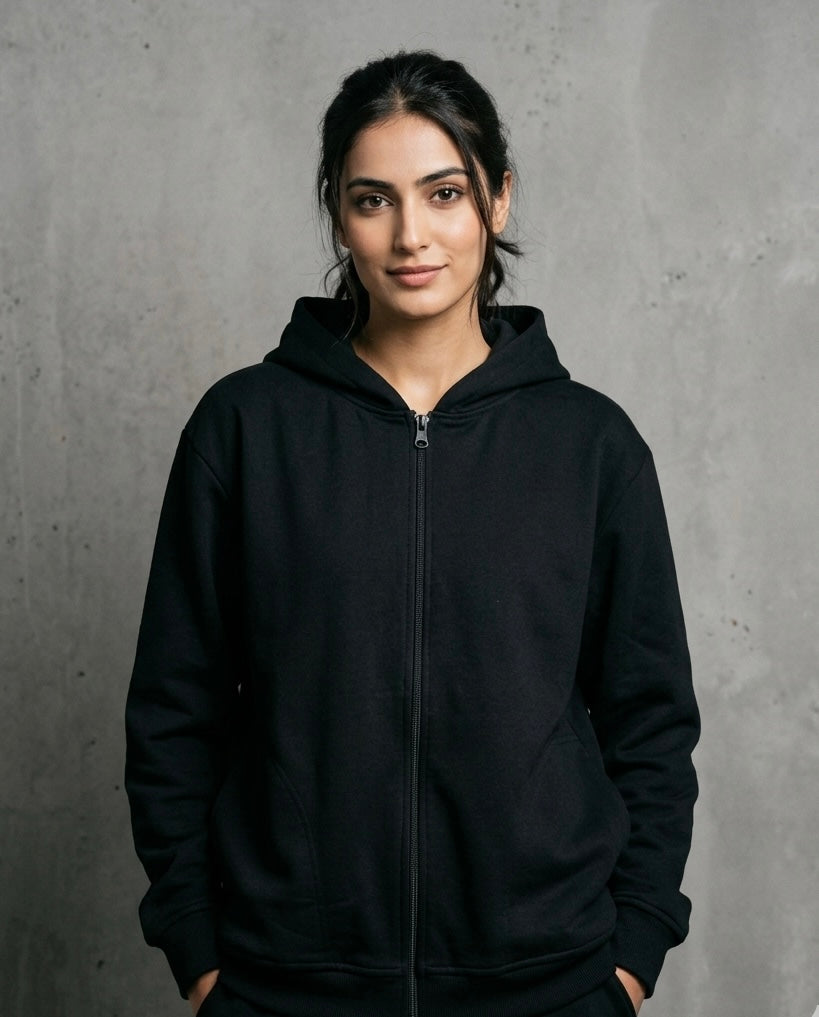 HAPATH YARAZ Kashmiri proverb inspired Black Zipper Hoodie