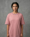 Hand Sonzi Exclusive Traditional Pattern Embroidered Noon Chai Pink T-shirt