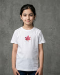 Kids Chinar Leaf Embroidered White T-shirt