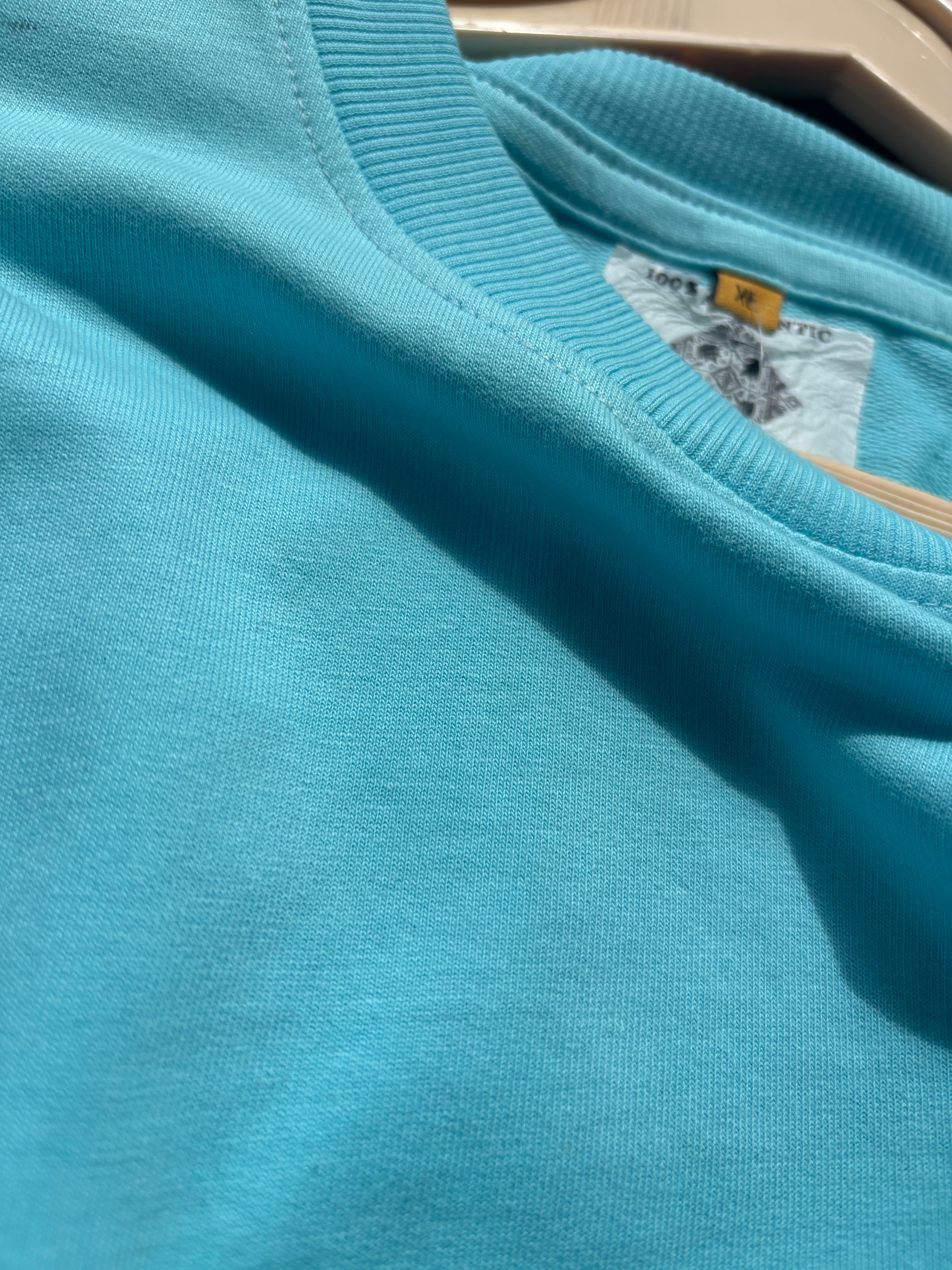 Japanese Street Tradition Inspired Silk Thread Embroidered Sky Blue T-shirt