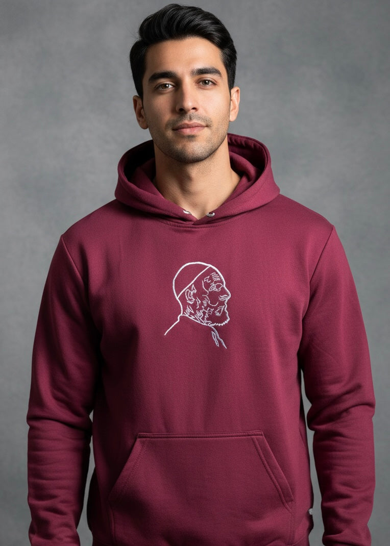 Lion of the Desert Omar Mukhtar Inspired Maroon Hoodie