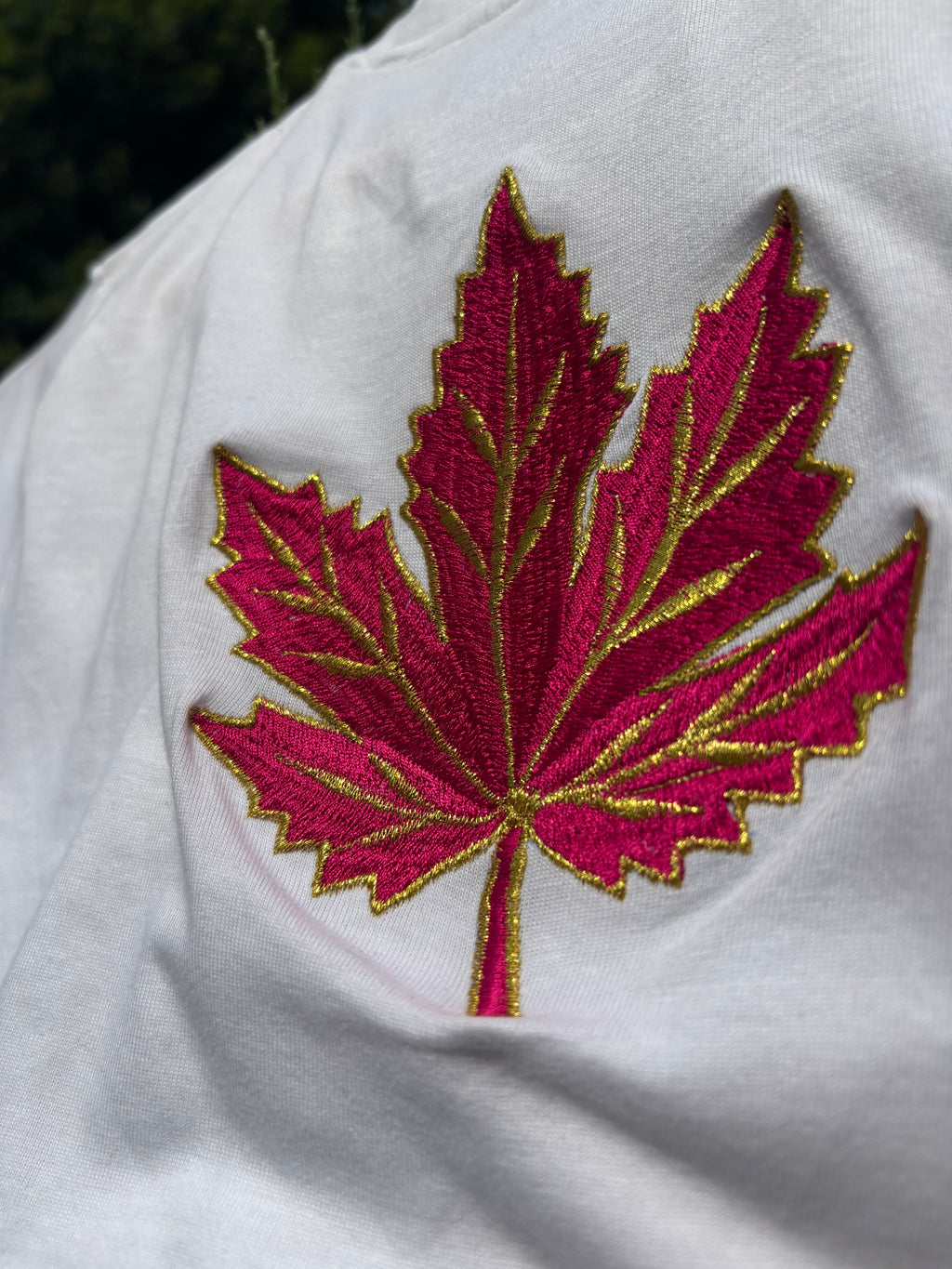 Kids Chinar Leaf Embroidered White T-shirt