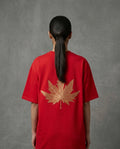 Kashmir Map Chinar Leaf Embroidered Motif Red T-shirt