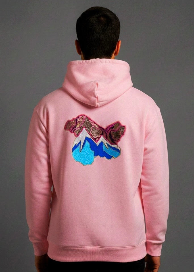 Kashmir Map Embroidery Pink Hoodie