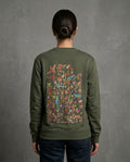 HAND EXCLUSIVE PREMIUM HAND SOZNI EMBROIDERED TREE OF LIFE OLIVE GREEN SWEATSHIRT