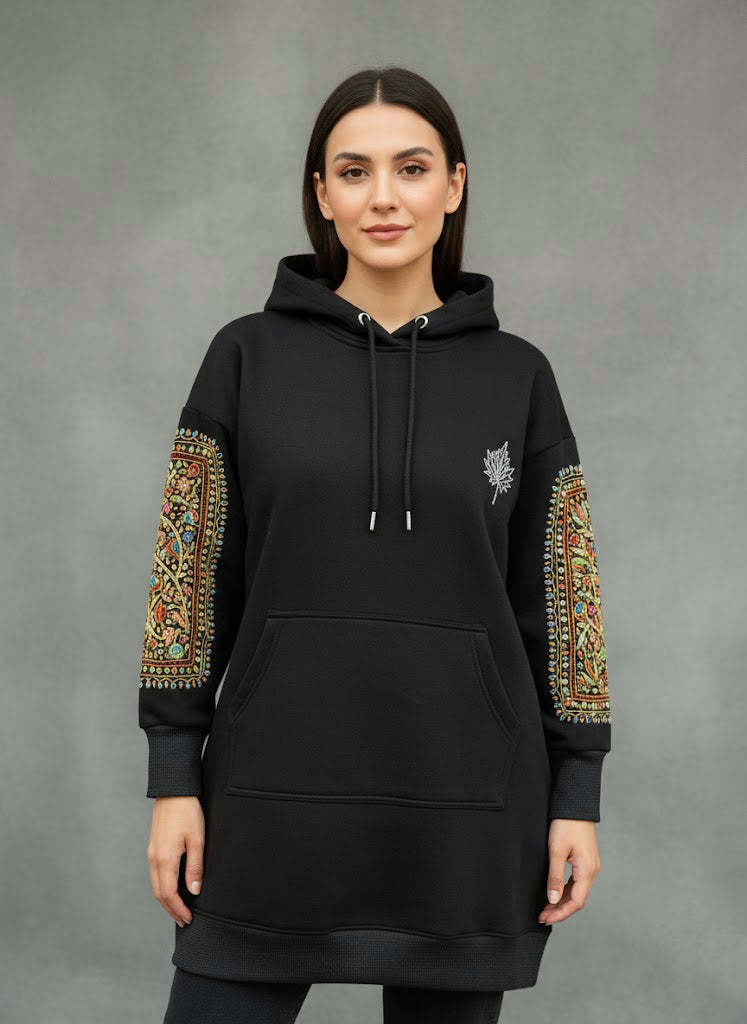 Hand Sozni Exclusive Embroidered Long Hoodie