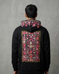Floral Pattern Hood and Back Silk Thread Embroidered Hoodie