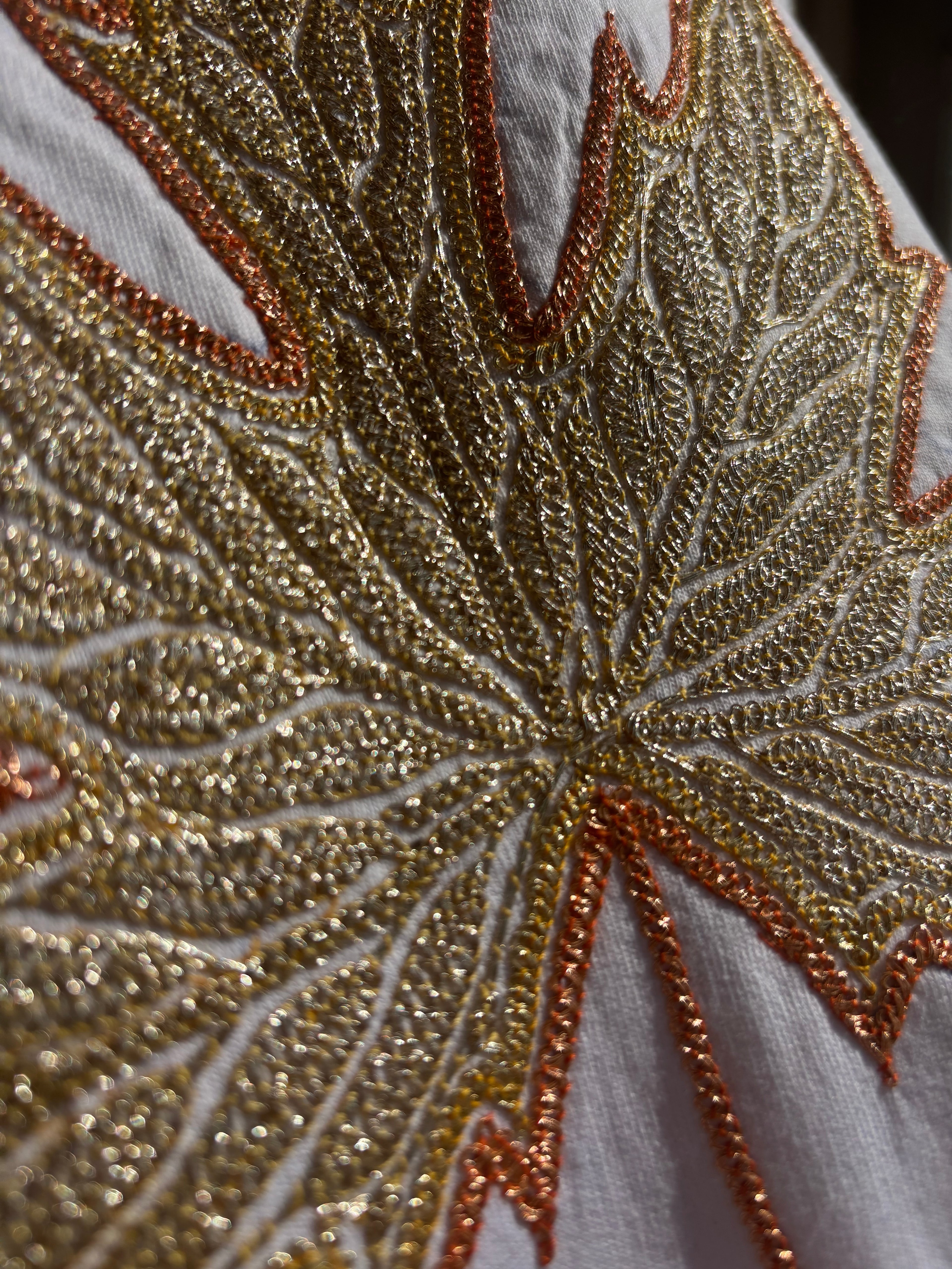 Hand Tilla Exclusive White T-shirt with Chinar Embroidery