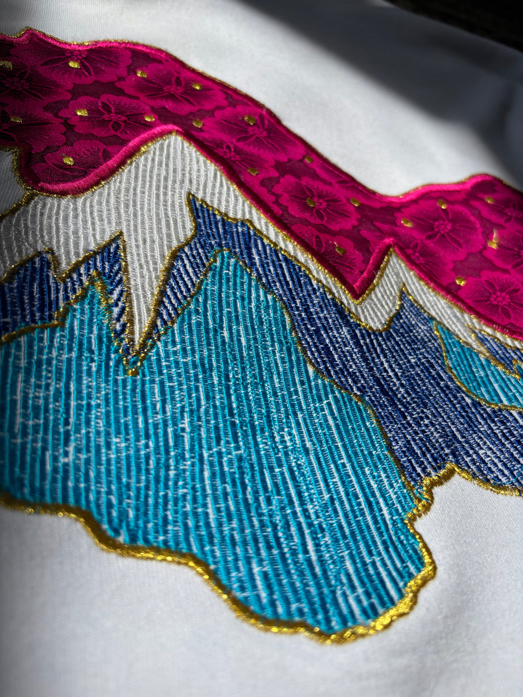 The Kashmir Map Sweat Pink Traditional Pattern On Neck White Sweatshirt