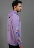Floral Pattern Silk Thread Embroidery Lavender Hooddie