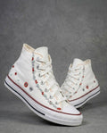 Hand Embroidered Multi Colour Silk and Bead work White Canvas Shoes