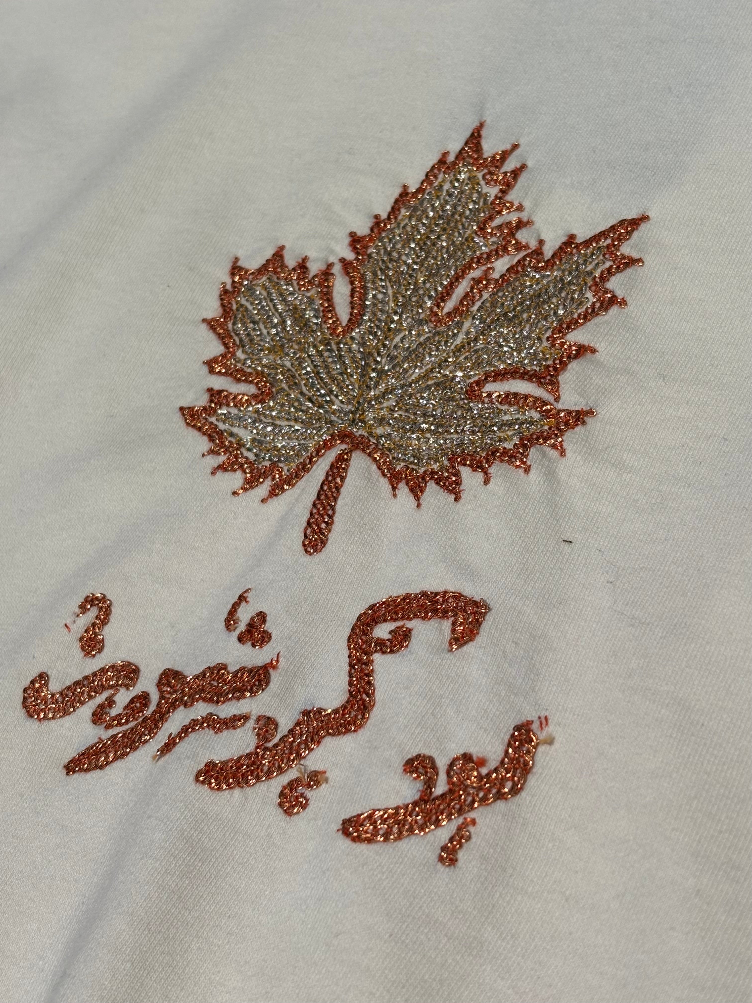 HAND TILLA EXCLUSIVE OFF-WHITE T-SHIRT WITH CHINAR EMBROIDERY