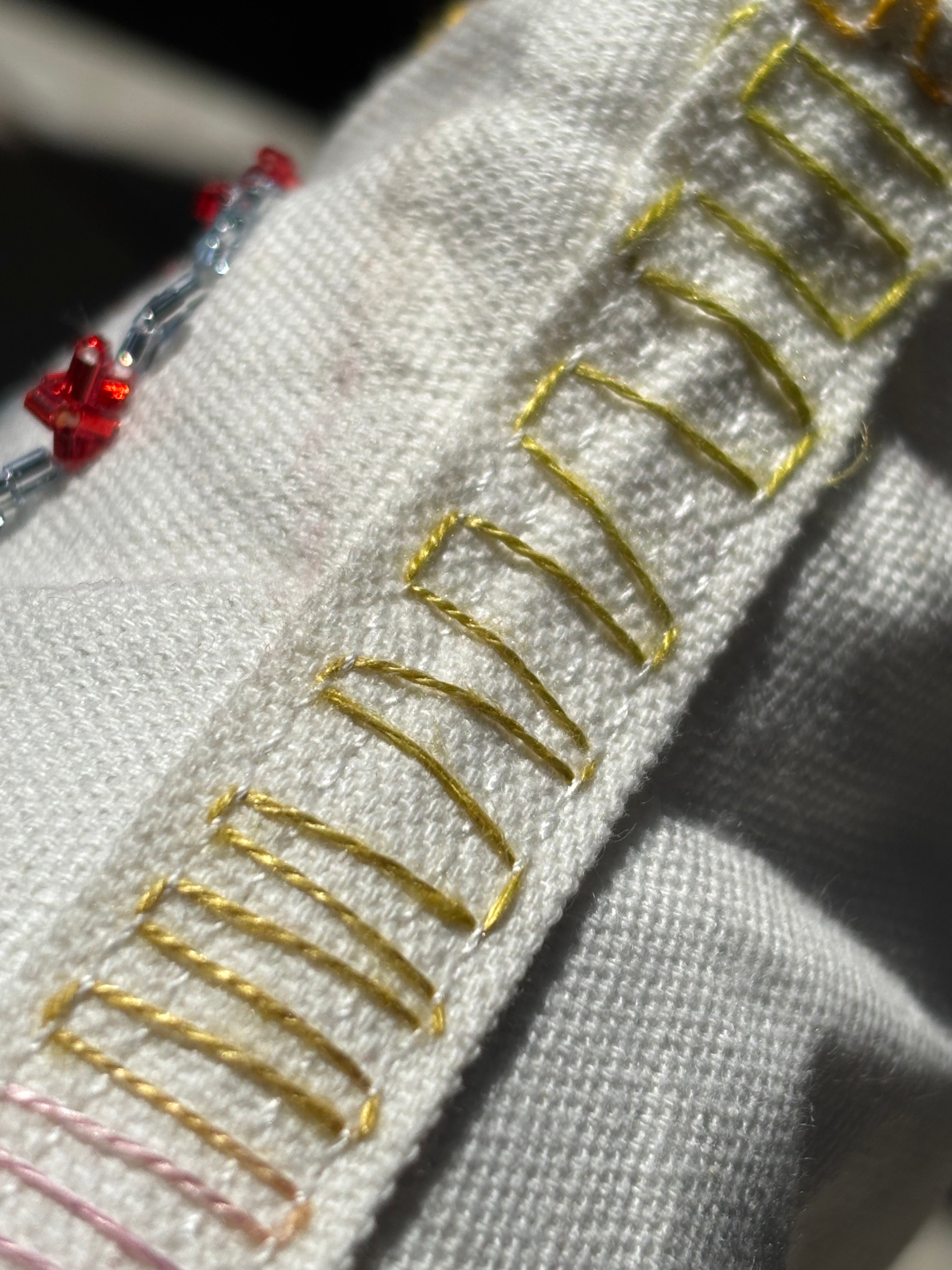 Hand Embroidered Multi Colour Silk and Bead work White Canvas Shoes
