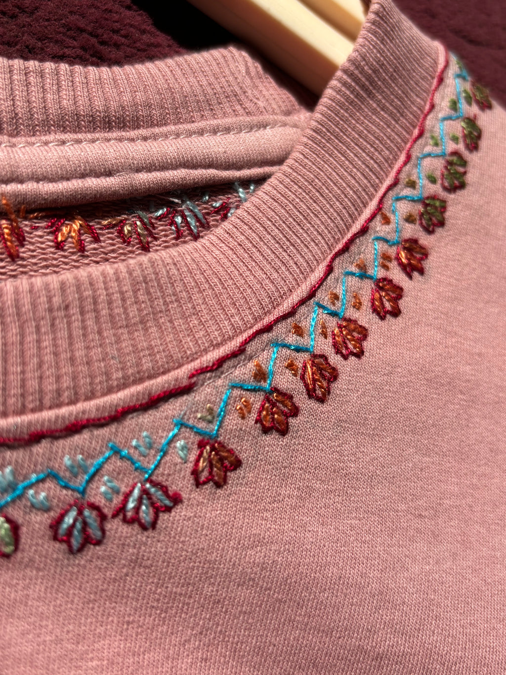 Hand Sonzi Exclusive Traditional Pattern Embroidered Noon Chai Pink T-shirt
