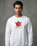 Mexican Day of The Dead Inspired Silk Thread Embroidered White Sweatshirt