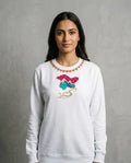The Kashmir Map Sweat Pink Traditional Pattern On Neck White Sweatshirt