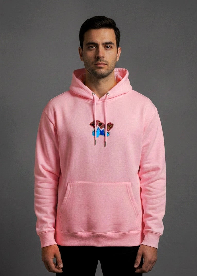 Kashmir Map Embroidery Pink Hoodie