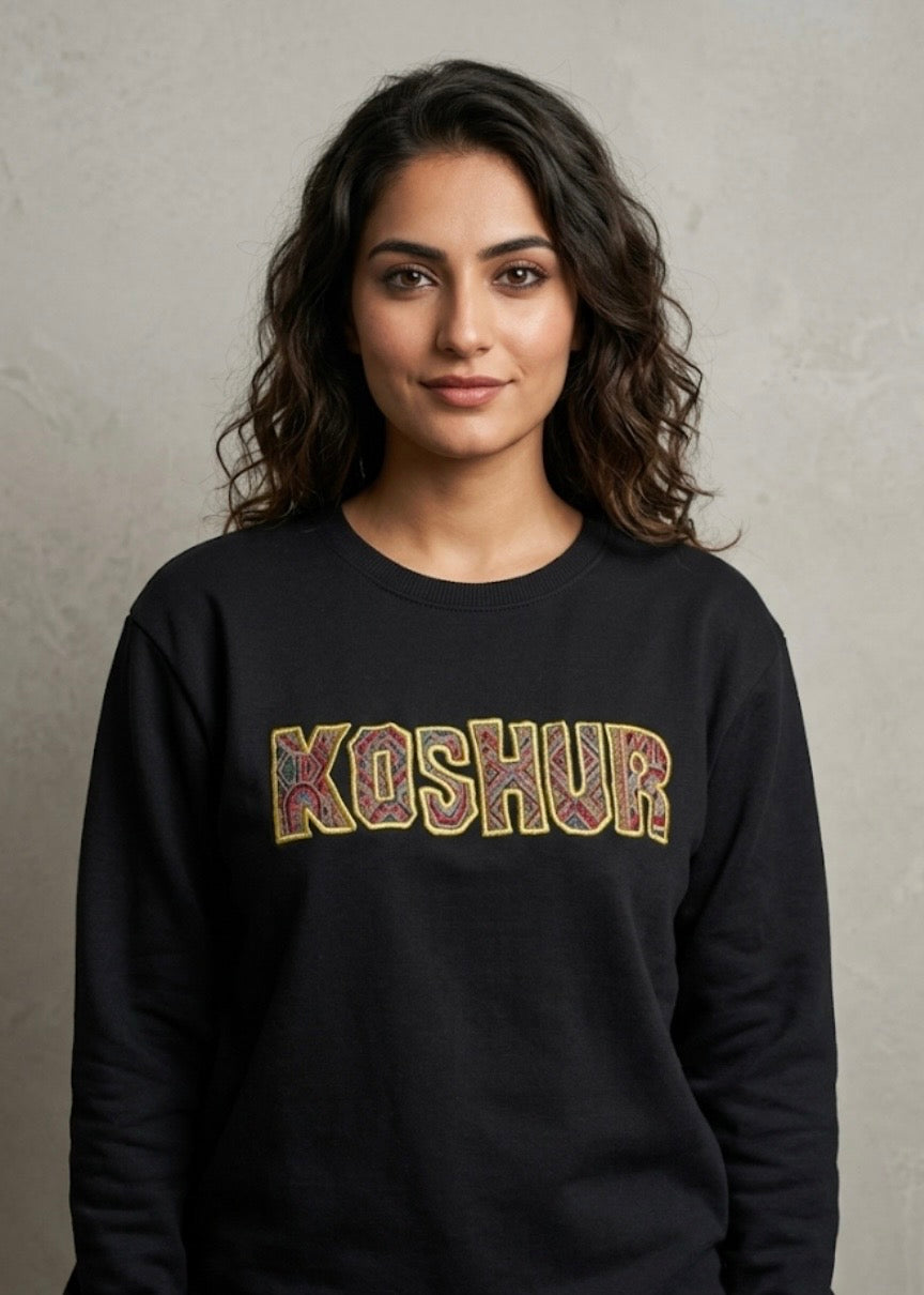 KOSHUR Kani Work Embroidered Black Sweatshirt