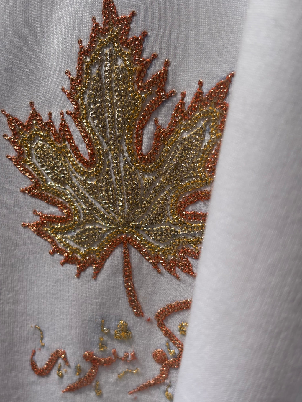 Hand Tilla Exclusive White T-shirt with Chinar Embroidery