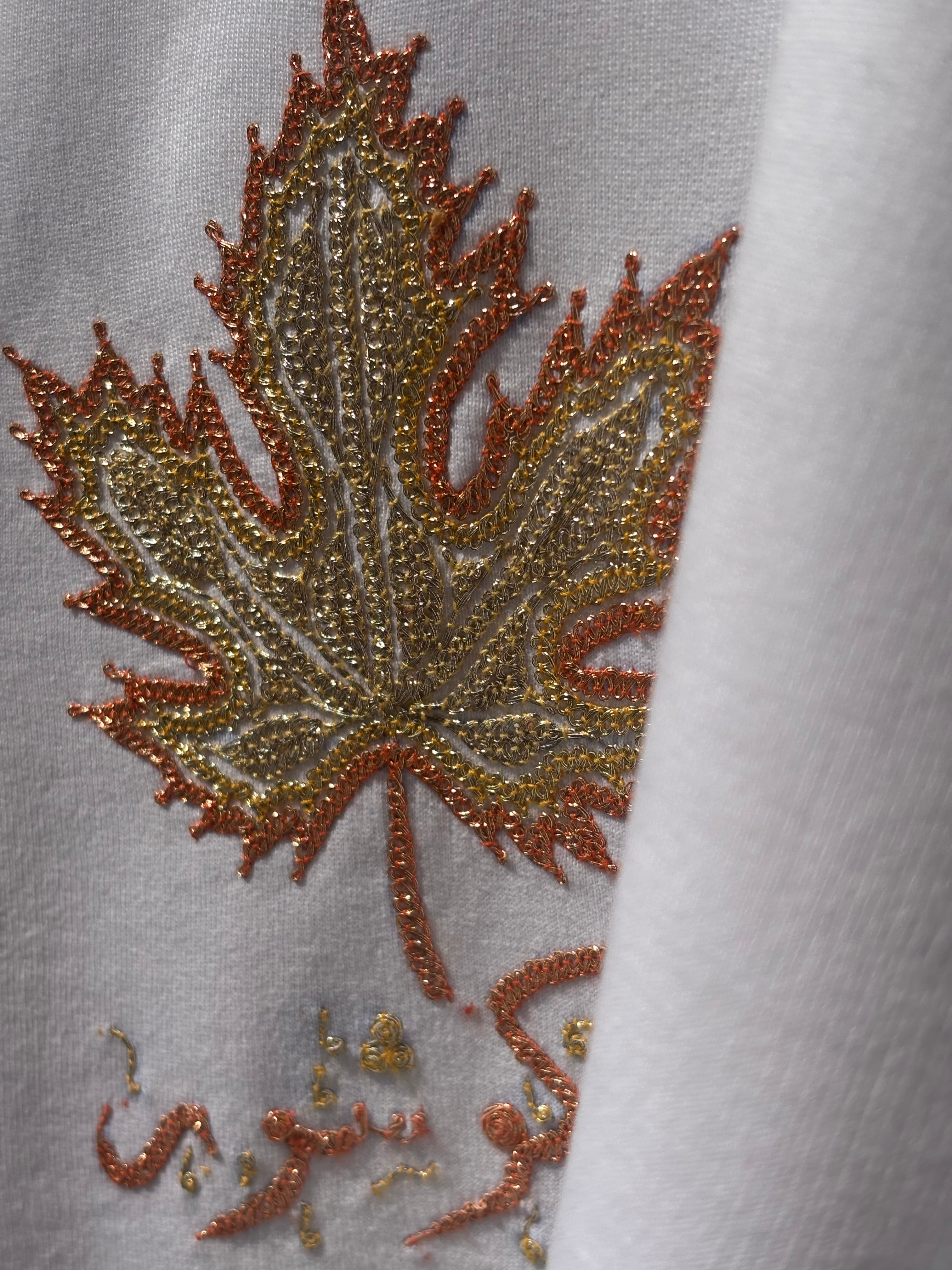 Hand Tilla Exclusive White T-shirt with Chinar Embroidery