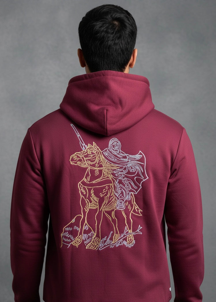 Lion of the Desert Omar Mukhtar Inspired Maroon Hoodie