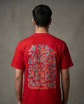 Tree of Life Shadow Embroidery Red T-shirt
