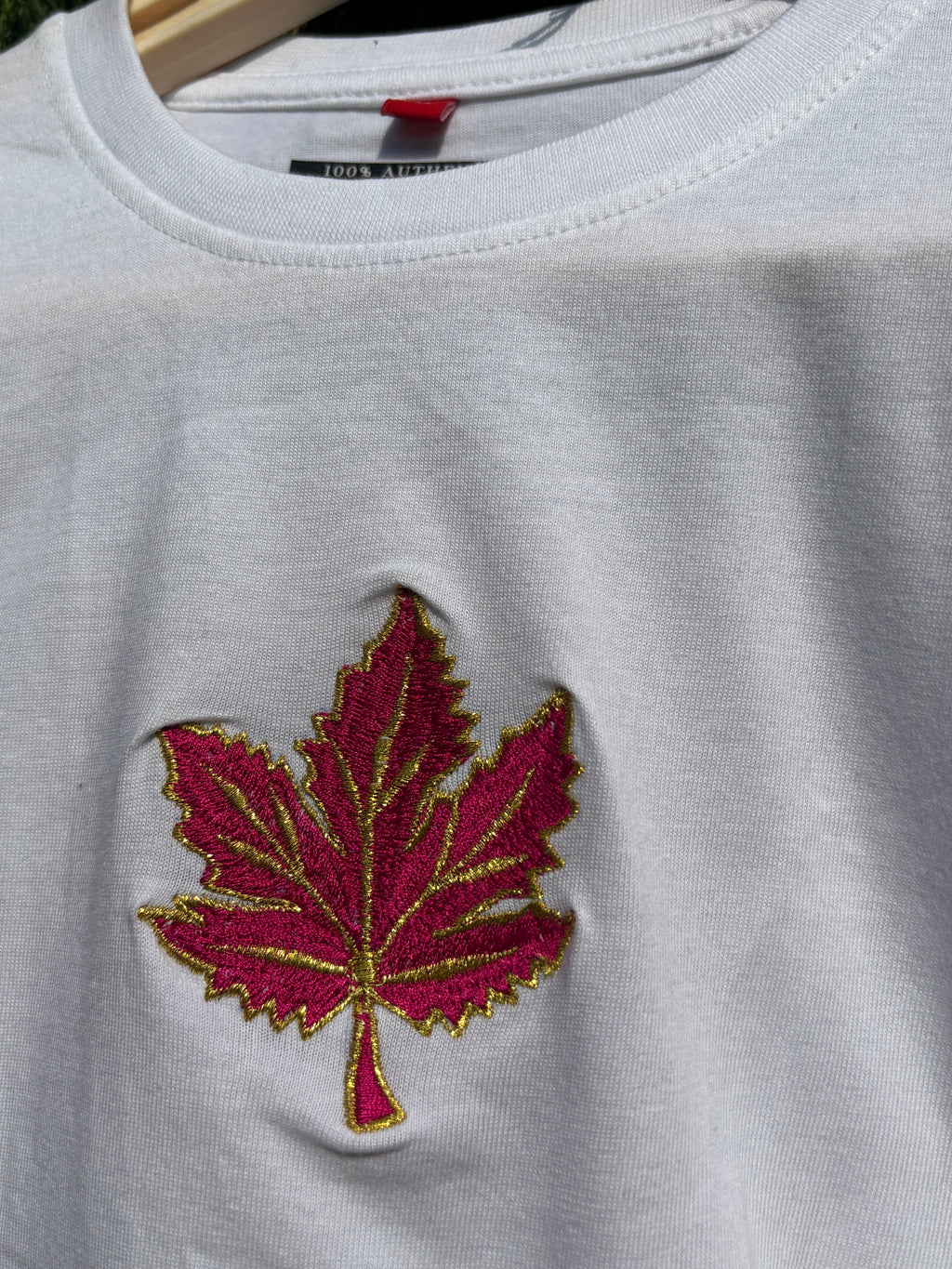 Kids Chinar Leaf Embroidered White T-shirt