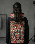 FLORAL PATTERN HOOD AND BACK MULTI COLOUR SILK THREAD EMBROIDERED HOODIE