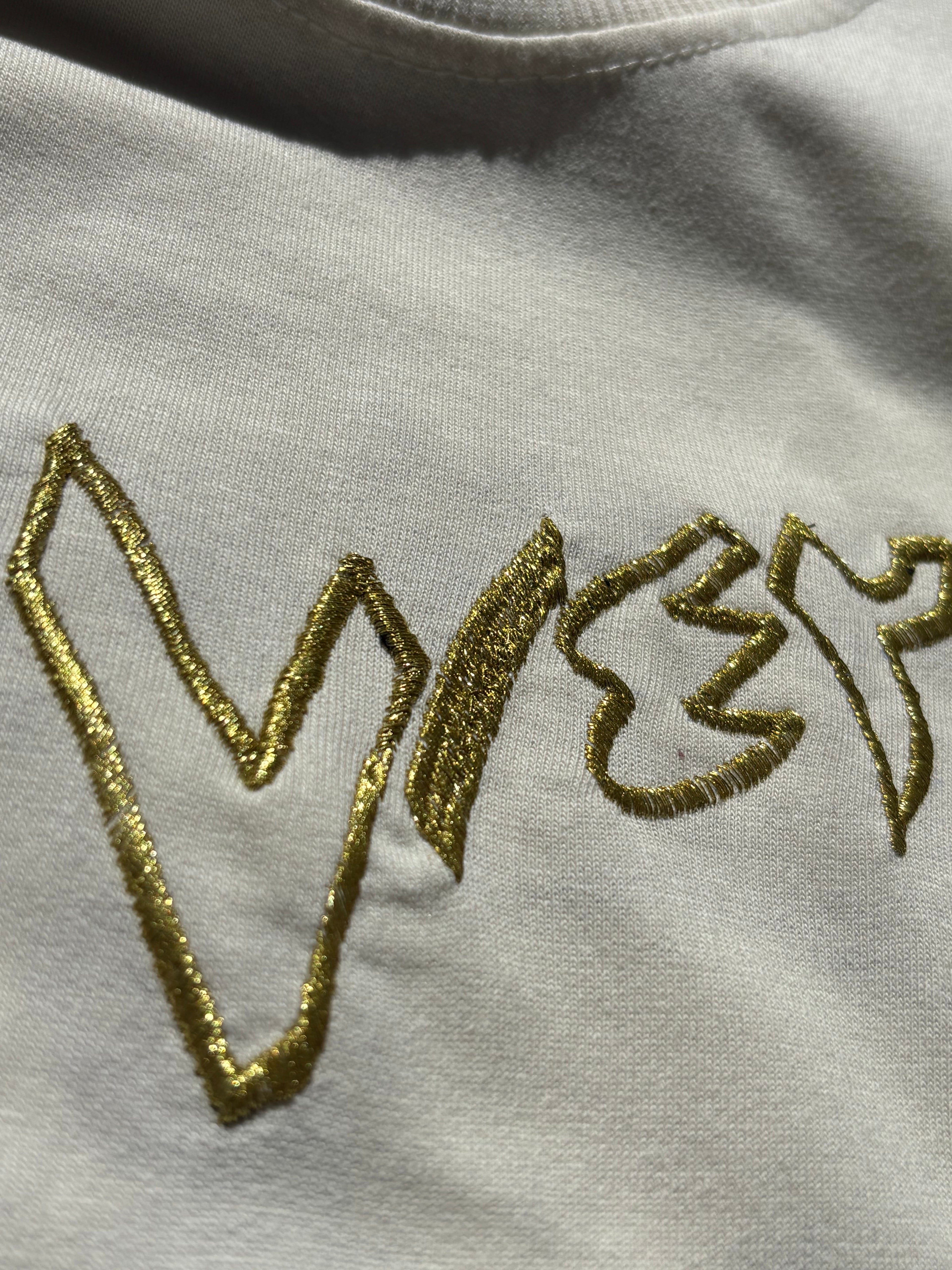 Time Does Not Wait for Anyone Arabic Quote Inspired Embroidered Off-White T-shirt