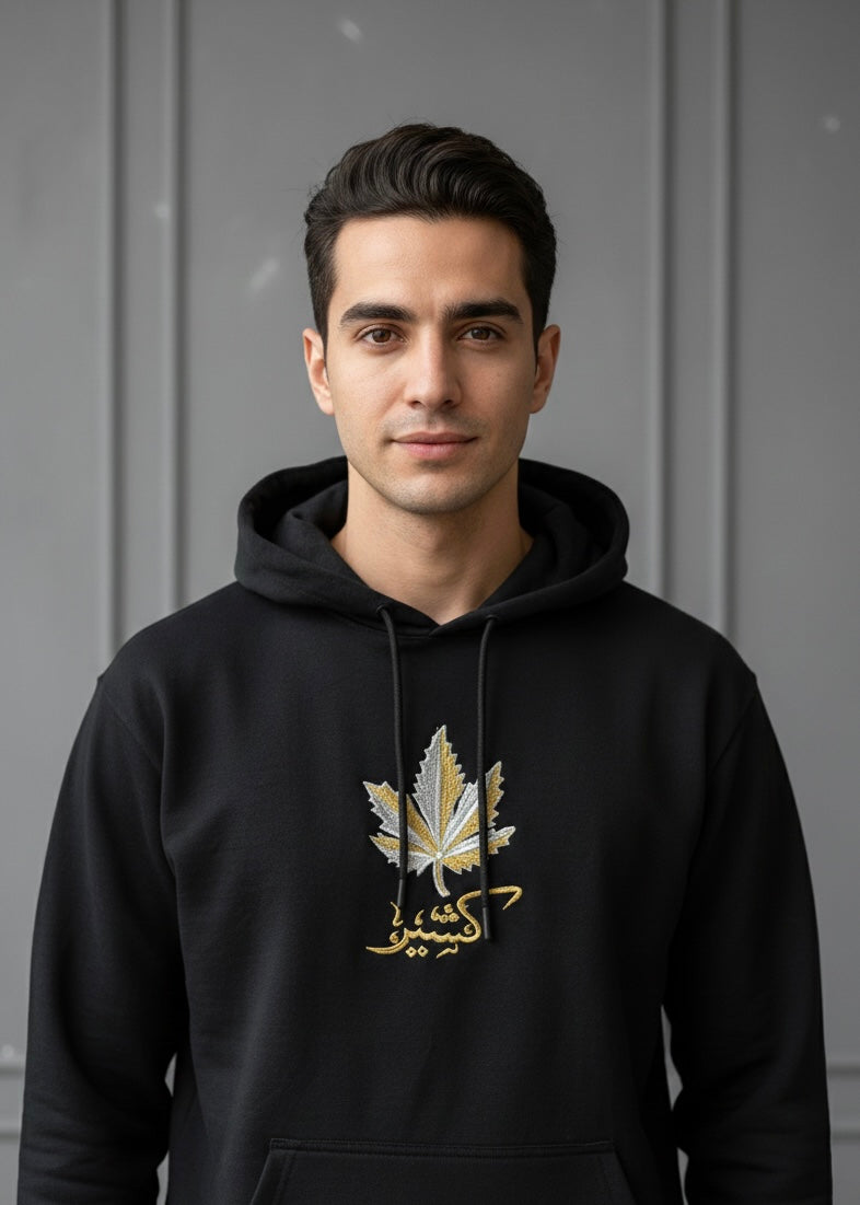 Kashmir Map Embroidery Black Hoodie